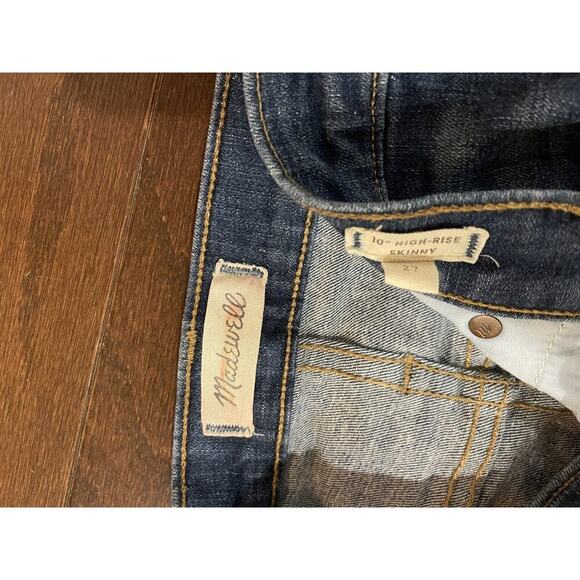 MADEWELL 10" High-Rise Skinny Jeans Size 27 Medium Wash Button Front Fly Raw Hem - Picture 2 of 4